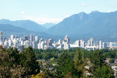 View of downtown Vancouver from the park plaza