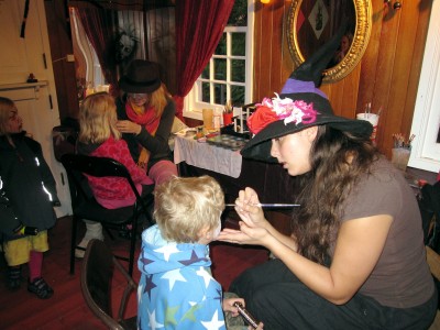 Face painting at the train station, Stanley Park Ghost Train