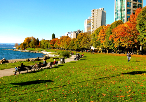 Fall Foliage at English Bay beach in Vancouver's West End
