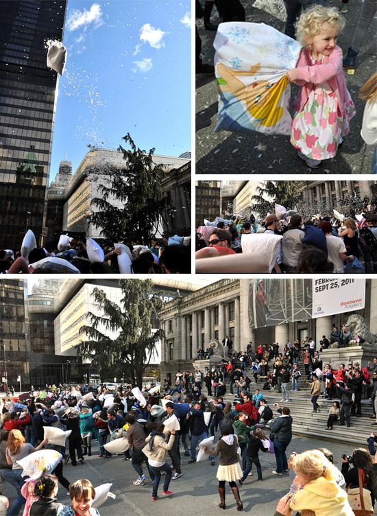 Vancouver pillow fight flash mob 2014