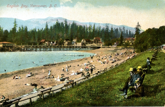 A historic postcard showing English Bay as it used to be