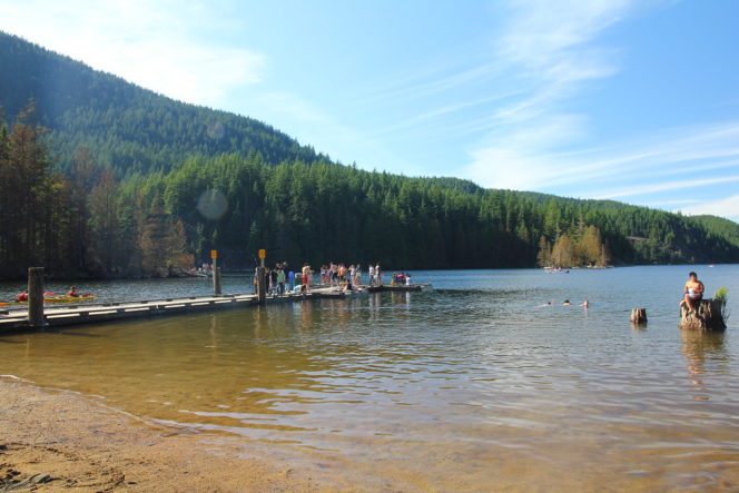 Swimming at Bunzten Lake near Vancouver, BC
