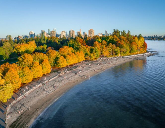Second beach in Stanley Park in Vancouver seen from above.