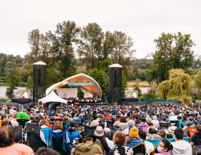 Spectators at Symphony in the Park at Deer Lake near Vancouver