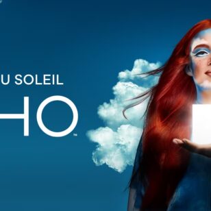 Poster advertising Cirque du Soleil's Echo show featuring a woman with long auburn hair