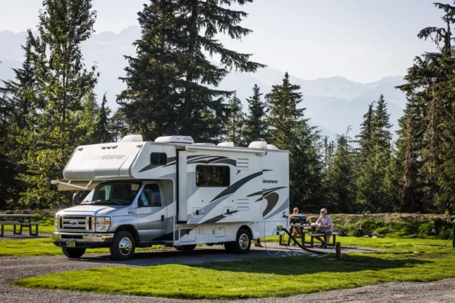 An RV at the Whistler Olympic Park Campground