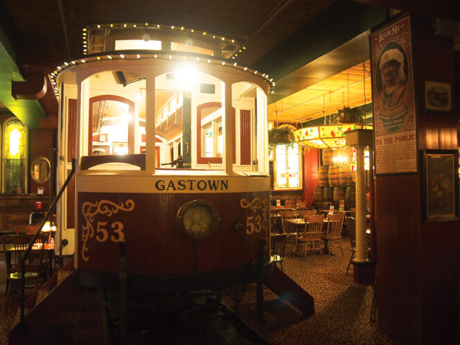 The train car inside Old Spaghetti Factory in Vancouver