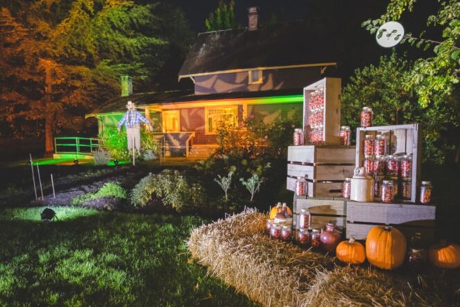 Halloween decorations at the Burnaby Village Museum for the Haunted Village event.